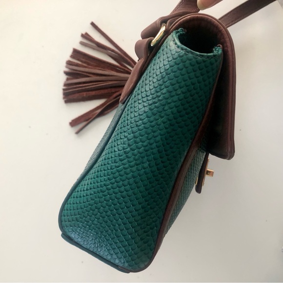 Isaac Mizrahi Teal Textured Genuine Leather Crossbody, NWOT - Picture 9 of 14